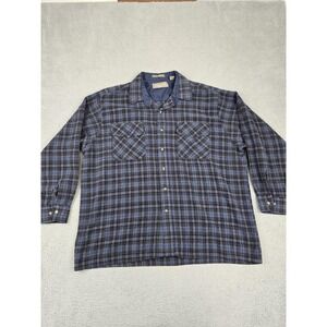 Vintage San Mateo Island Shirt Mens 2XL Gray Plaid Lined Flannel Button Front